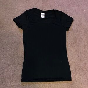 Solid Black Stretchy short sleeves T-shirt
